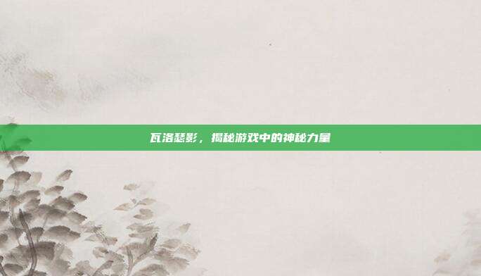 瓦洛瑟影,揭秘游戏中的神秘力量
