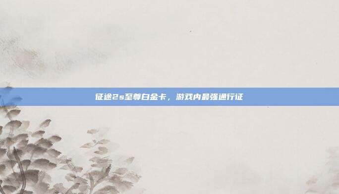 征途2s至尊白金卡，游戏内最强通行证