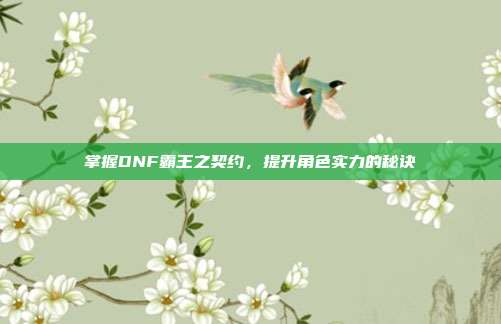 掌握DNF霸王之契约,提升角色实力的秘诀