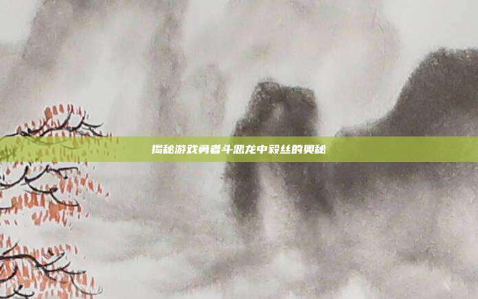 揭秘游戏勇者斗恶龙中毅丝的奥秘
