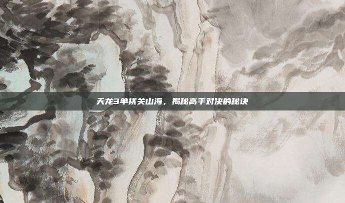 天龙3单挑关山海，揭秘高手对决的秘诀