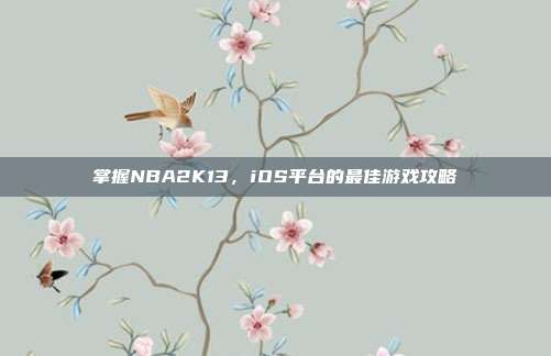 掌握NBA2K13，iOS平台的最佳游戏攻略
