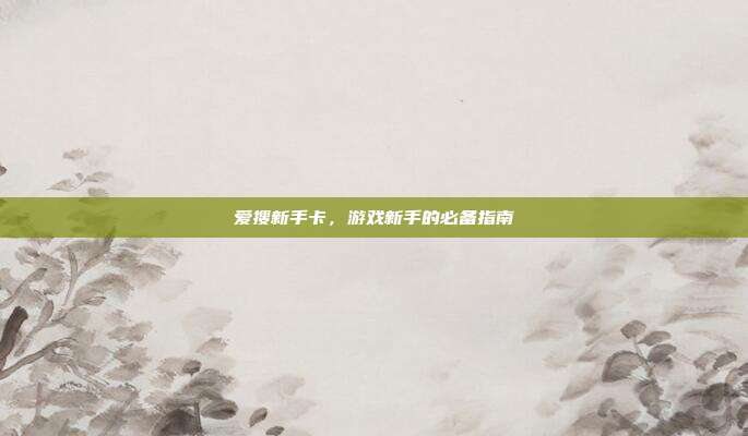 爱搜新手卡,游戏新手的必备指南