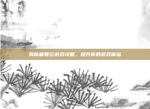揭秘崔智云游戏攻略,提升你的游戏体验