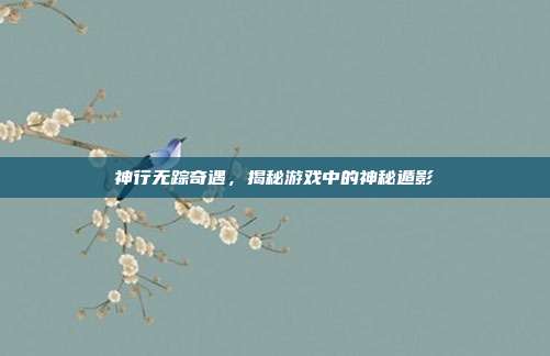神行无踪奇遇,揭秘游戏中的神秘遁影