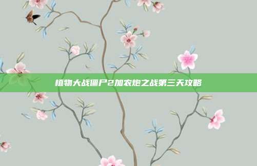 植物大战僵尸2加农炮之战第三天攻略