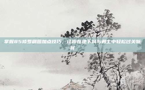 掌握85修罗刷图加点技巧,让你在地下城与勇士中轻松过关斩将