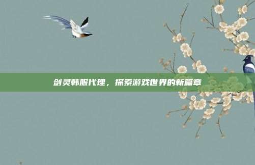 剑灵韩服代理，探索游戏世界的新篇章