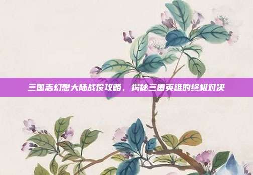 三国志幻想大陆战役攻略，揭秘三国英雄的终极对决
