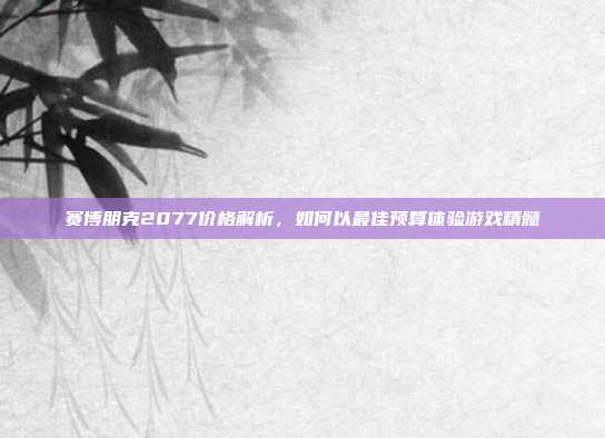 赛博朋克2077价格解析，如何以最佳预算体验游戏精髓