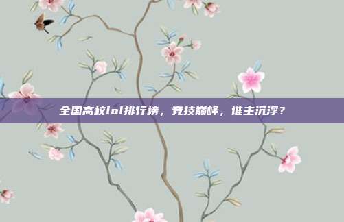 全国高校lol排行榜,竞技巅峰,谁主沉浮?