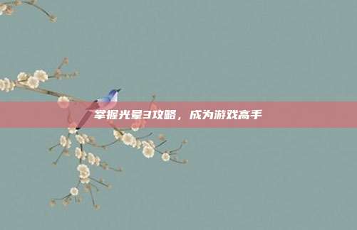 掌握光晕3攻略，成为游戏高手