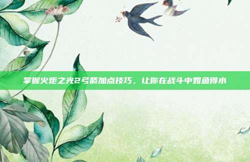 掌握火炬之光2弓箭加点技巧，让你在战斗中如鱼得水