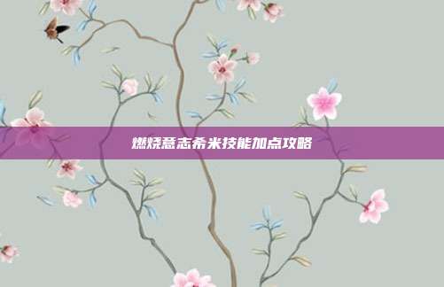 燃烧意志希米技能加点攻略