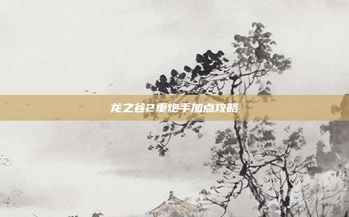 龙之谷2重炮手加点攻略