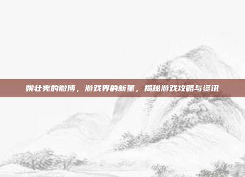 姚壮宪的微博，游戏界的新星，揭秘游戏攻略与资讯