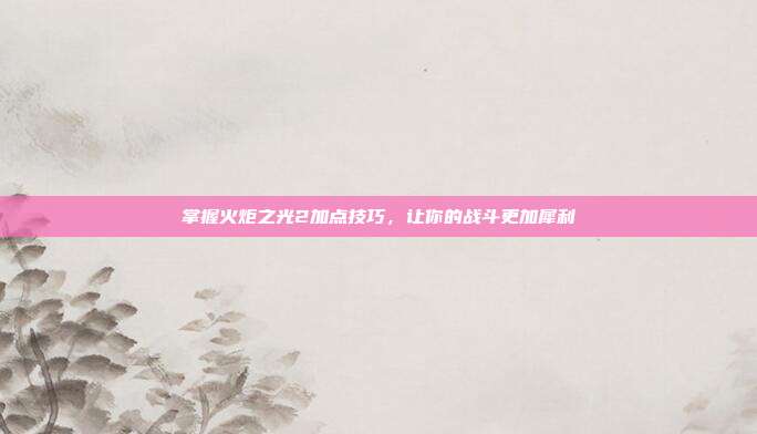 掌握火炬之光2加点技巧，让你的战斗更加犀利