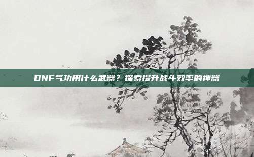 DNF气功用什么武器？探索提升战斗效率的神器