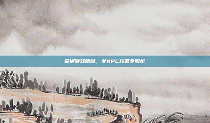 掌握游戏精髓，女NPC攻略全解析