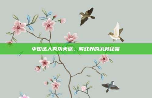 中国达人秀功夫派,游戏界的武林秘籍