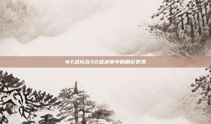 WE战队在S2总决赛中的精彩表现
