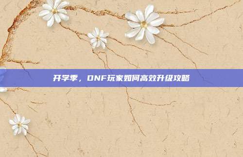 开学季，DNF玩家如何高效升级攻略