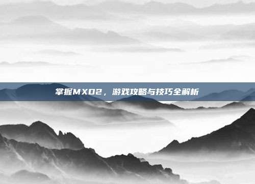 掌握MXD2，游戏攻略与技巧全解析