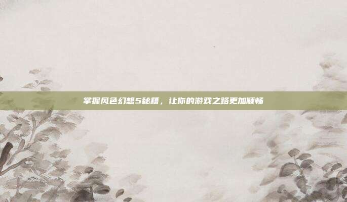 掌握风色幻想5秘籍，让你的游戏之路更加顺畅