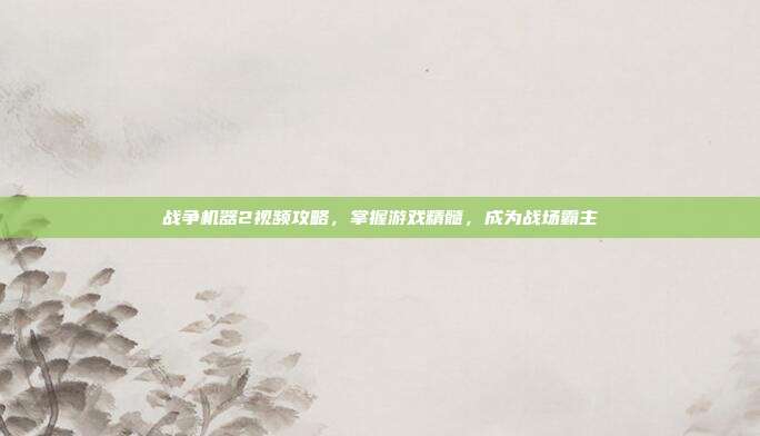 战争机器2视频攻略，掌握游戏精髓，成为战场霸主