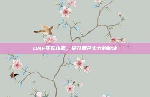 DNF年糕攻略，提升角色实力的秘诀