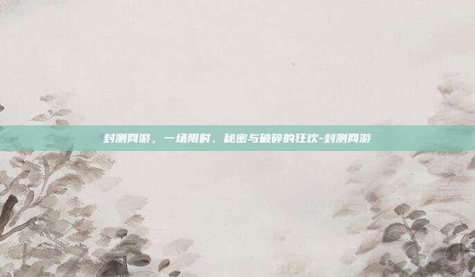 封测网游,一场限时、秘密与破碎的狂欢-封测网游
