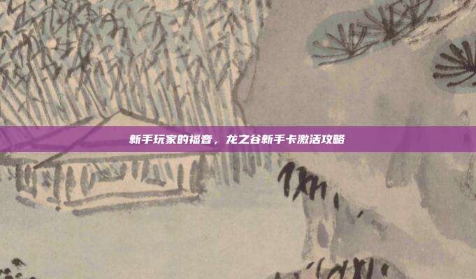 新手玩家的福音,龙之谷新手卡激活攻略