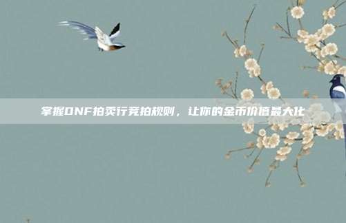 掌握DNF拍卖行竞拍规则，让你的金币价值最大化