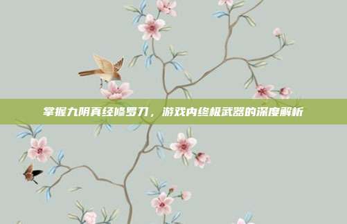 掌握九阴真经修罗刀,游戏内终极武器的深度解析