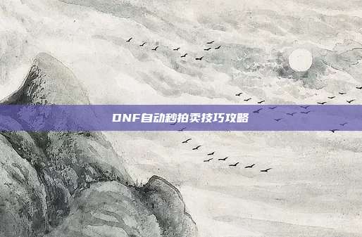 DNF自动秒拍卖技巧攻略