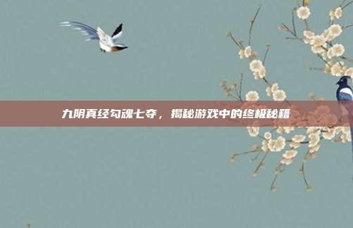 九阴真经勾魂七夺，揭秘游戏中的终极秘籍