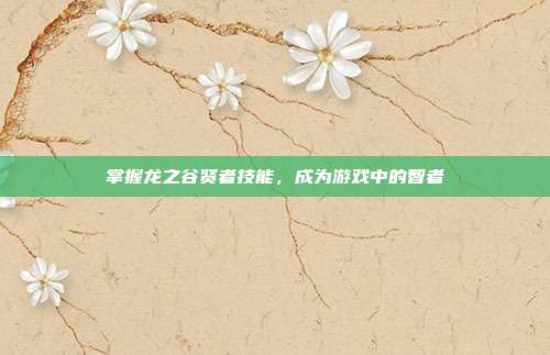 掌握龙之谷贤者技能，成为游戏中的智者