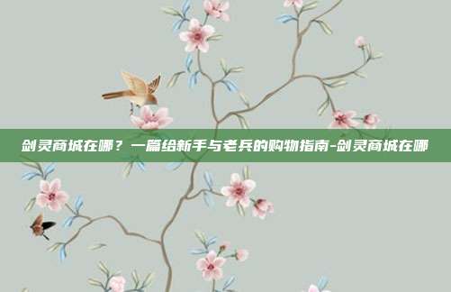 剑灵商城在哪?一篇给新手与老兵的购物指南-剑灵商城在哪