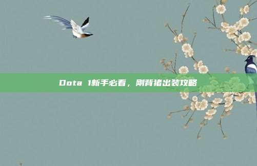 Dota 1新手必看,刚背猪出装攻略