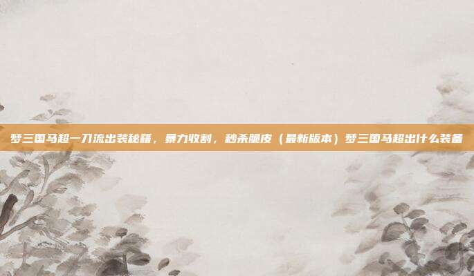 梦三国马超一刀流出装秘籍,暴力收割,秒杀脆皮(最新版本)梦三国马超出什么装备