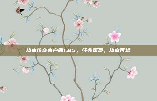 热血传奇客户端1.85,经典重现,热血再燃