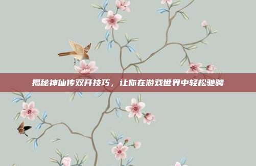 揭秘神仙传双开技巧，让你在游戏世界中轻松驰骋