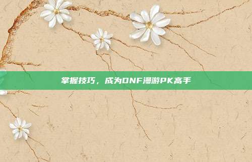 掌握技巧，成为DNF漫游PK高手