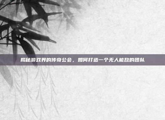 揭秘游戏界的传奇公会,如何打造一个无人能敌的团队