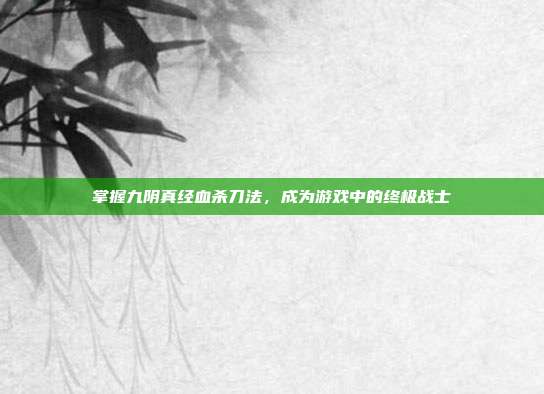 掌握九阴真经血杀刀法，成为游戏中的终极战士