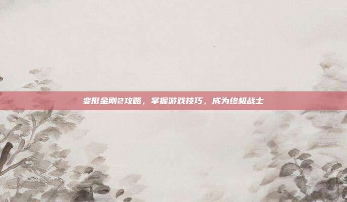 变形金刚2攻略,掌握游戏技巧,成为终极战士