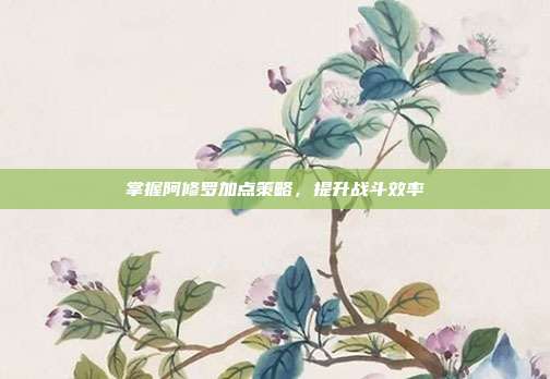 掌握阿修罗加点策略,提升战斗效率