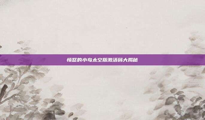 愤怒的小鸟太空版激活码大揭秘