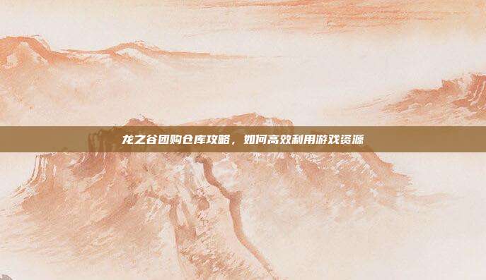 龙之谷团购仓库攻略,如何高效利用游戏资源