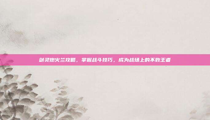 剑灵炮火兰攻略,掌握战斗技巧,成为战场上的不败王者